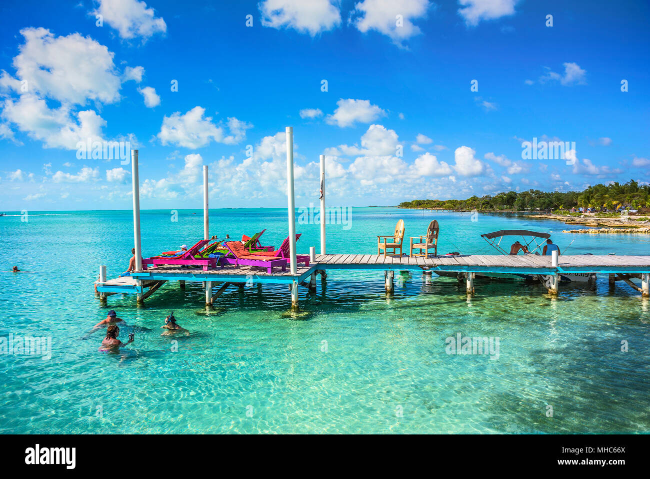 Dans une plage d'Ambergris Caye, Belize. Banque D'Images