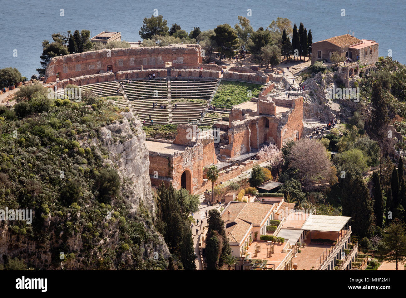 Théâtre gréco-romain antique de Taormina, Sicile. Banque D'Images