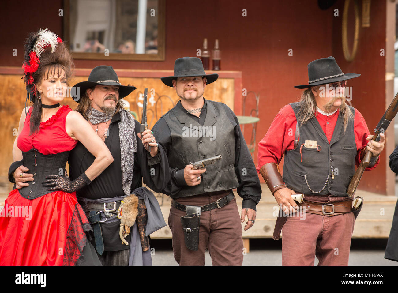 CODY - USA - 21 août 2012 - Western Gunfight dans les rues de Cody, Wyoming Banque D'Images