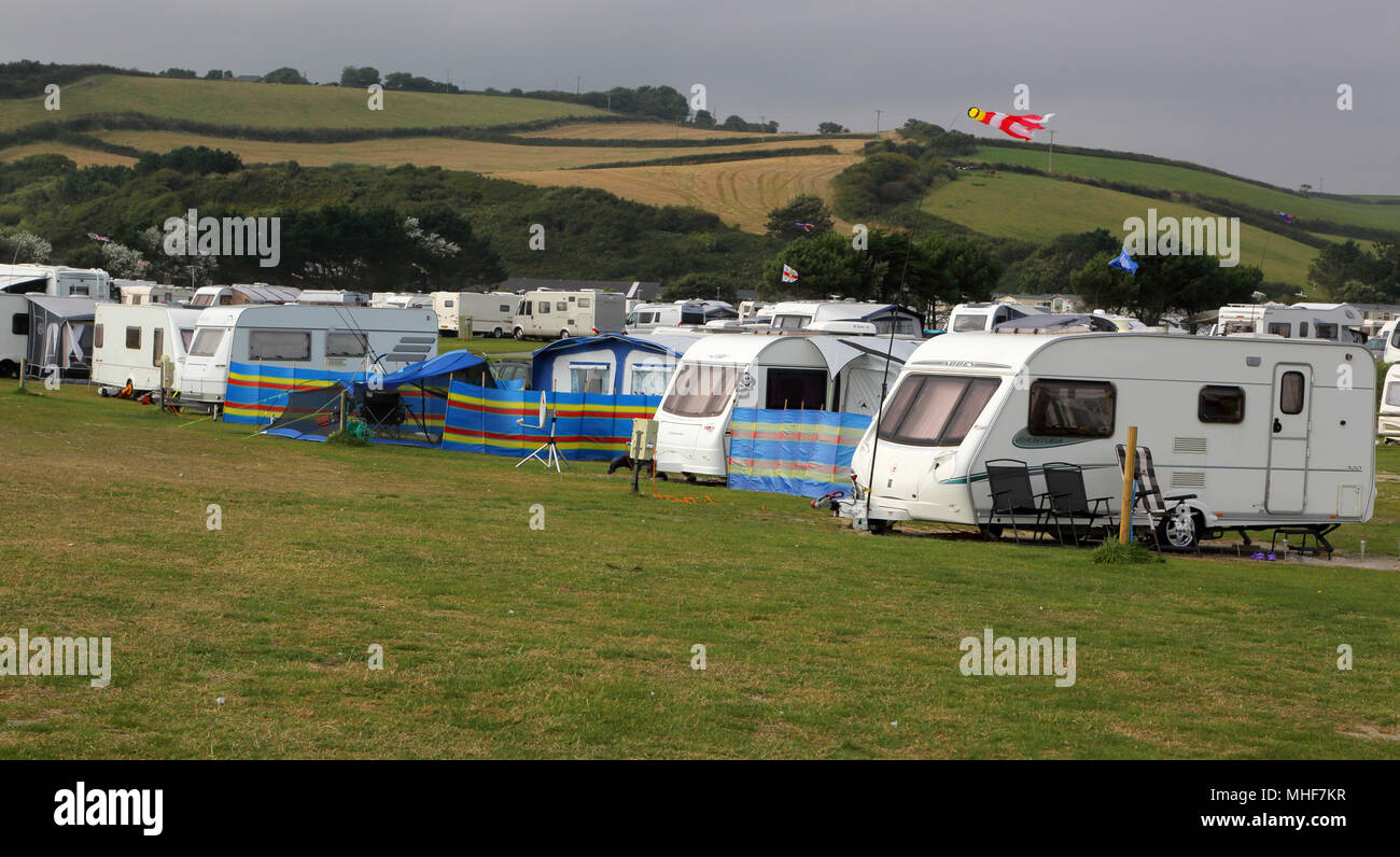 Caravan Park à pentewan sur le sud de la côte de Cornwall Banque D'Images