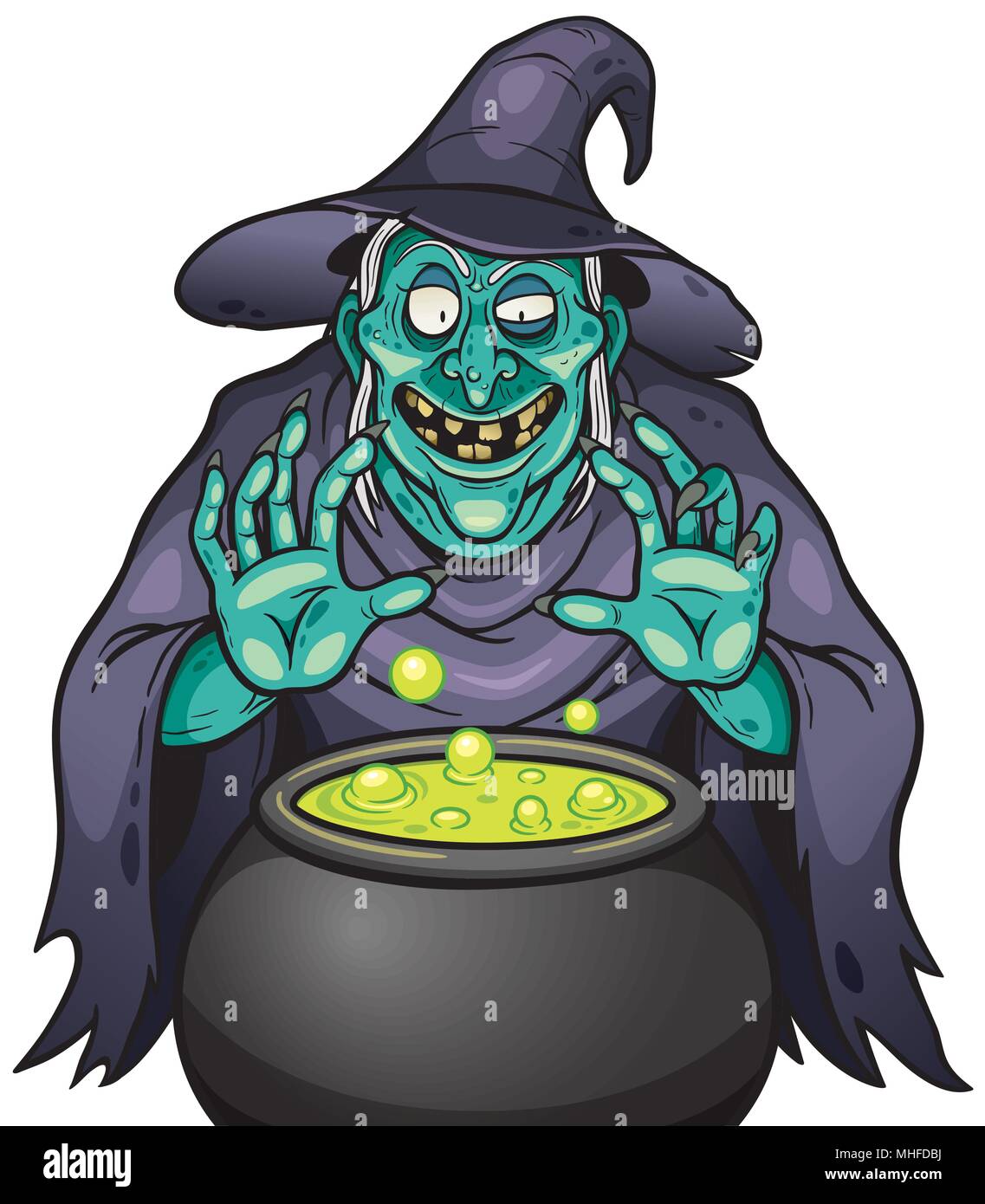 Cartoon Vector illustration de sorcière avec chaudron Illustration de Vecteur