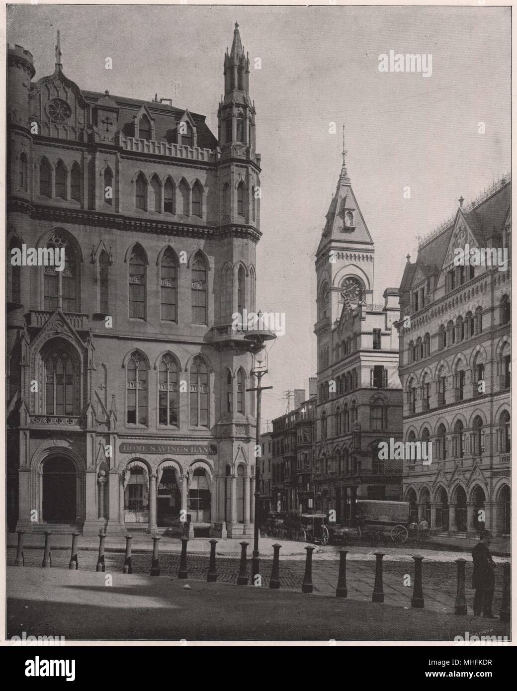 Rues Boylston et Tremont, Boston - deux des quatre rues qui entourent vieux Boston Common sont appelés Boylston et Tremont Banque D'Images