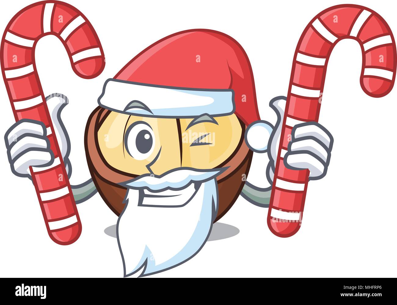 Santa avec candy macadamia mascot cartoon style Illustration de Vecteur