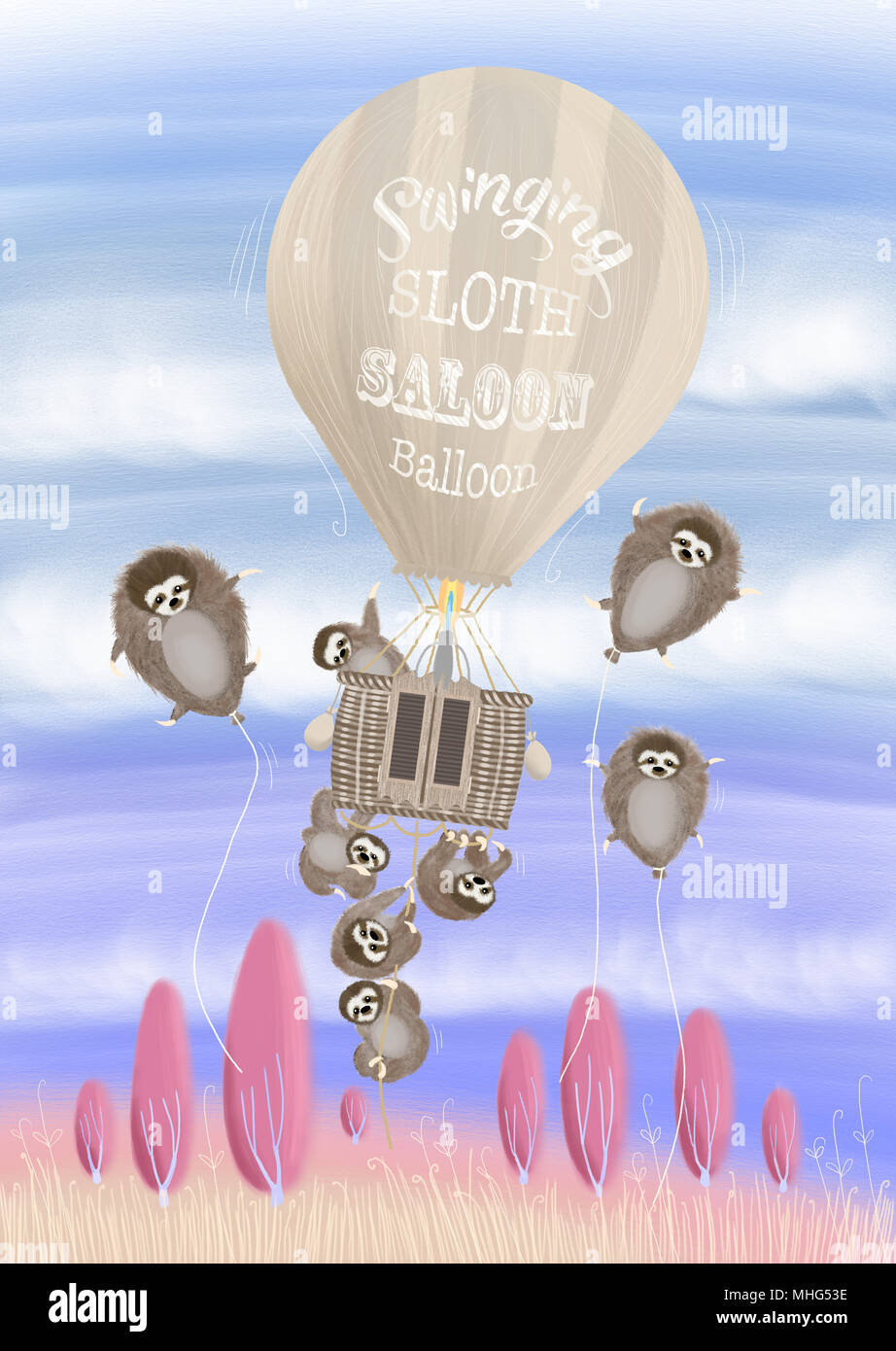 Sloth oscillante Saloon Balloon Banque D'Images