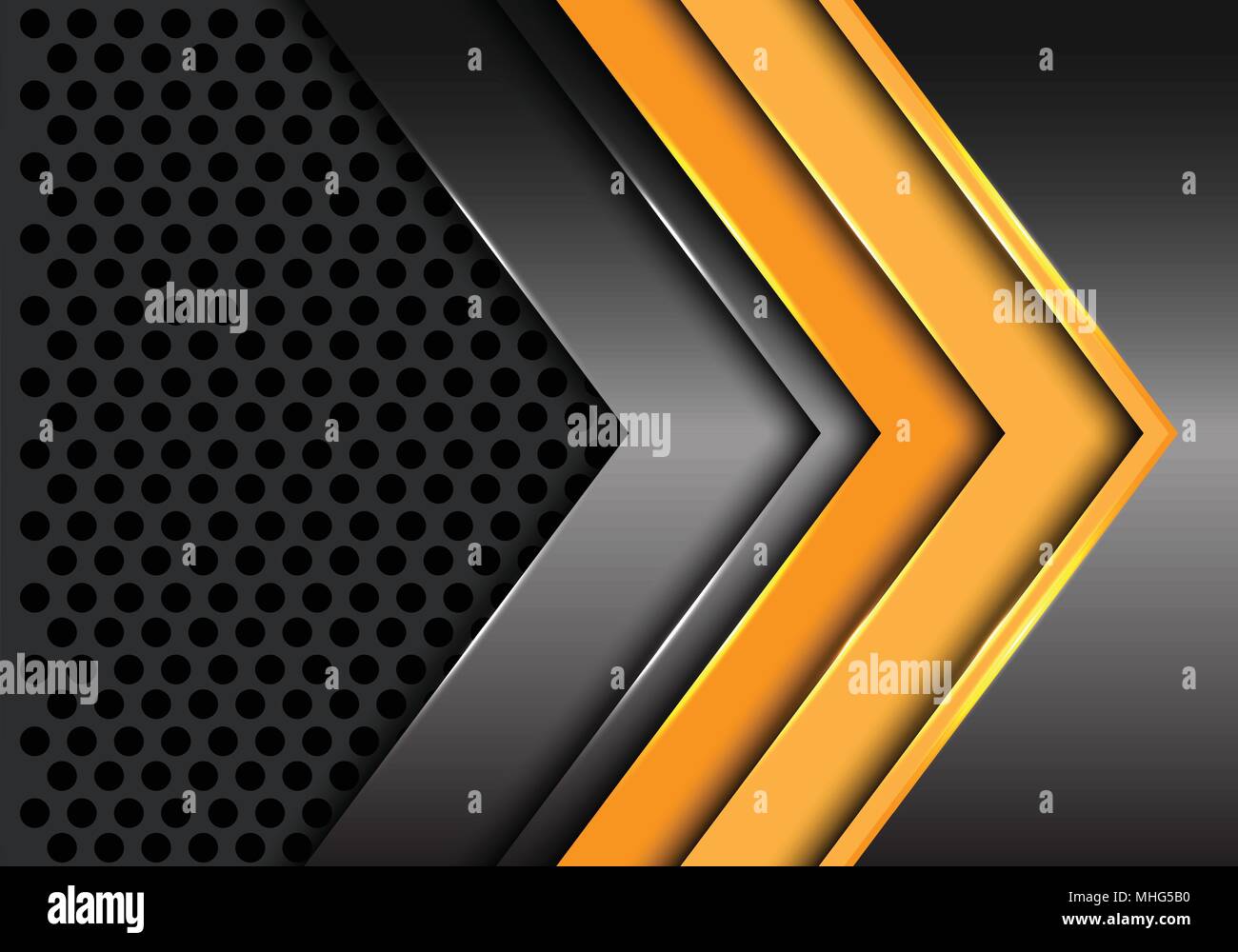 Abstract flèche jaune dark metal sur circle design mesh modern futuristic background vector illustration. Illustration de Vecteur