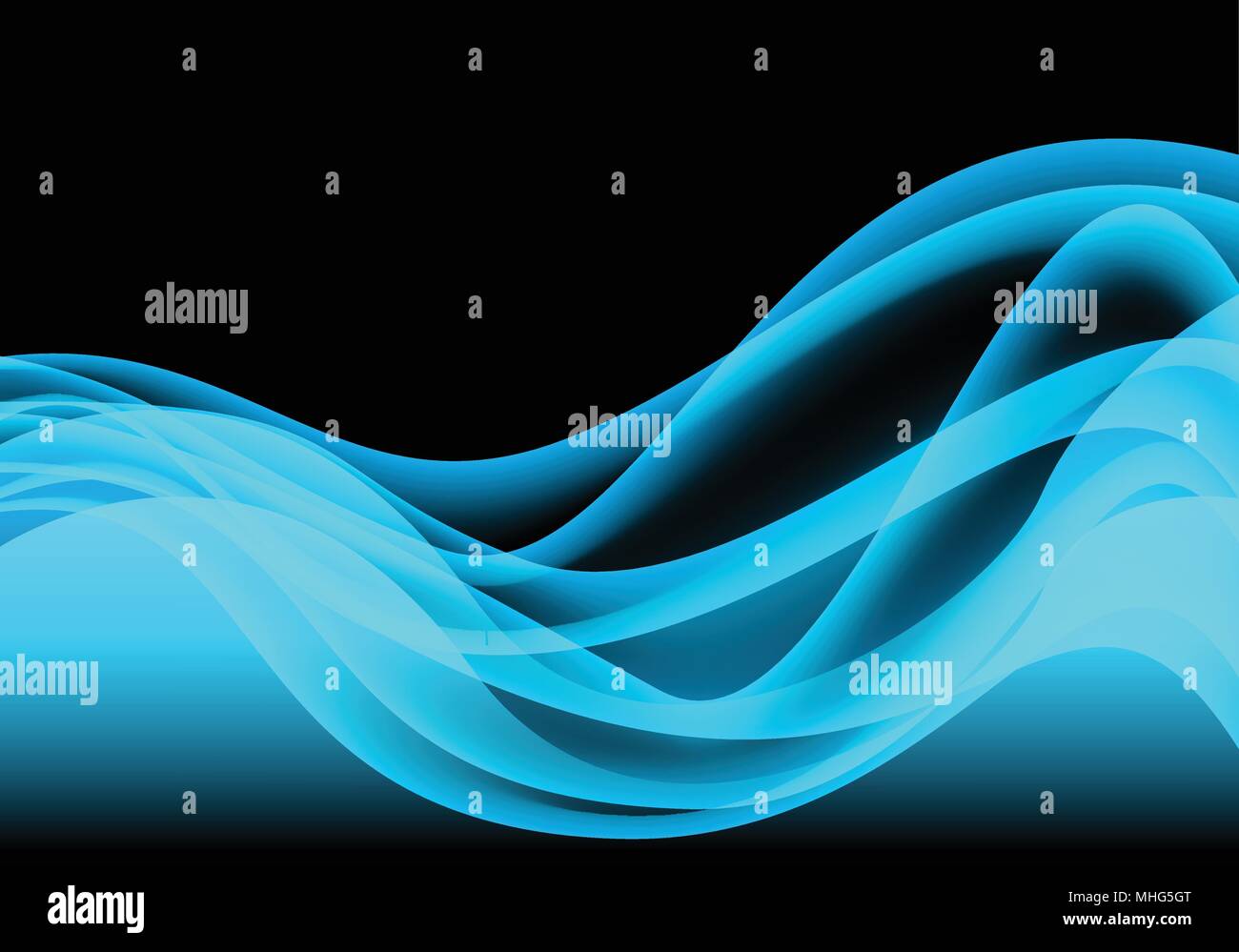 Abstract Blue Wave smoke on black background moderne design illustration vectorielle. Illustration de Vecteur