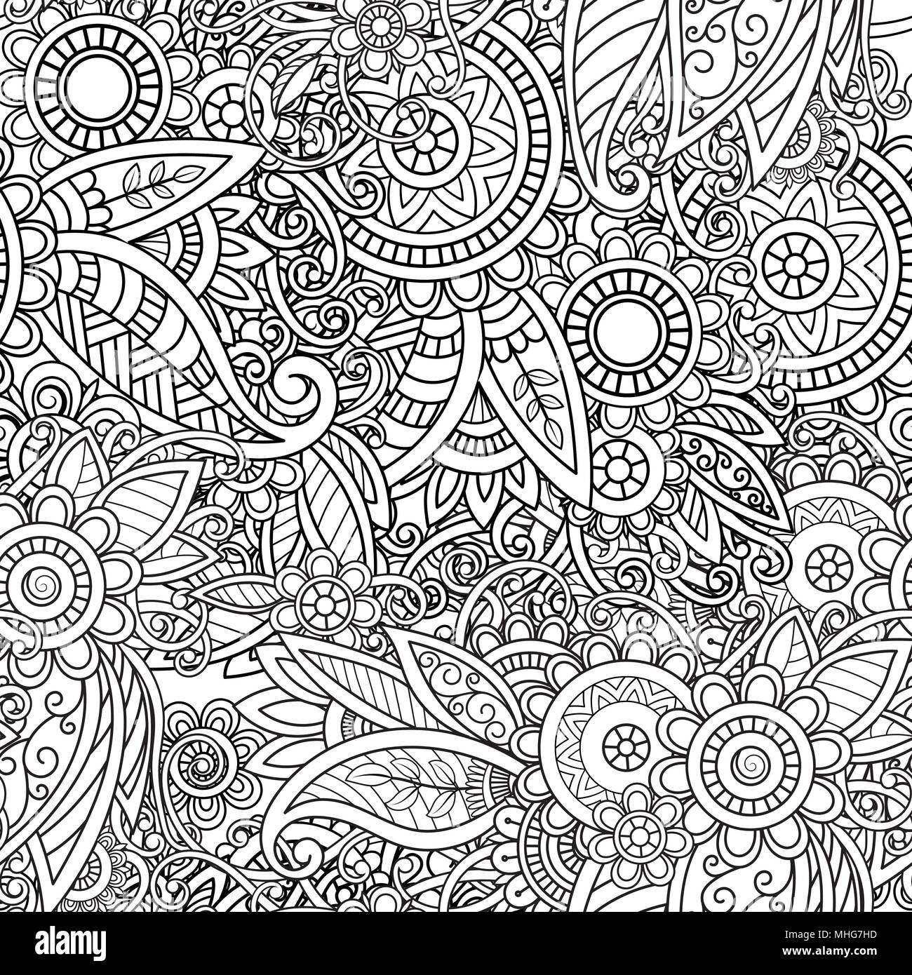 Hand drawn seamless pattern abstract l'ornement. Le noir et blanc des éléments décoratifs. Motifs orientaux. Illustration de Vecteur