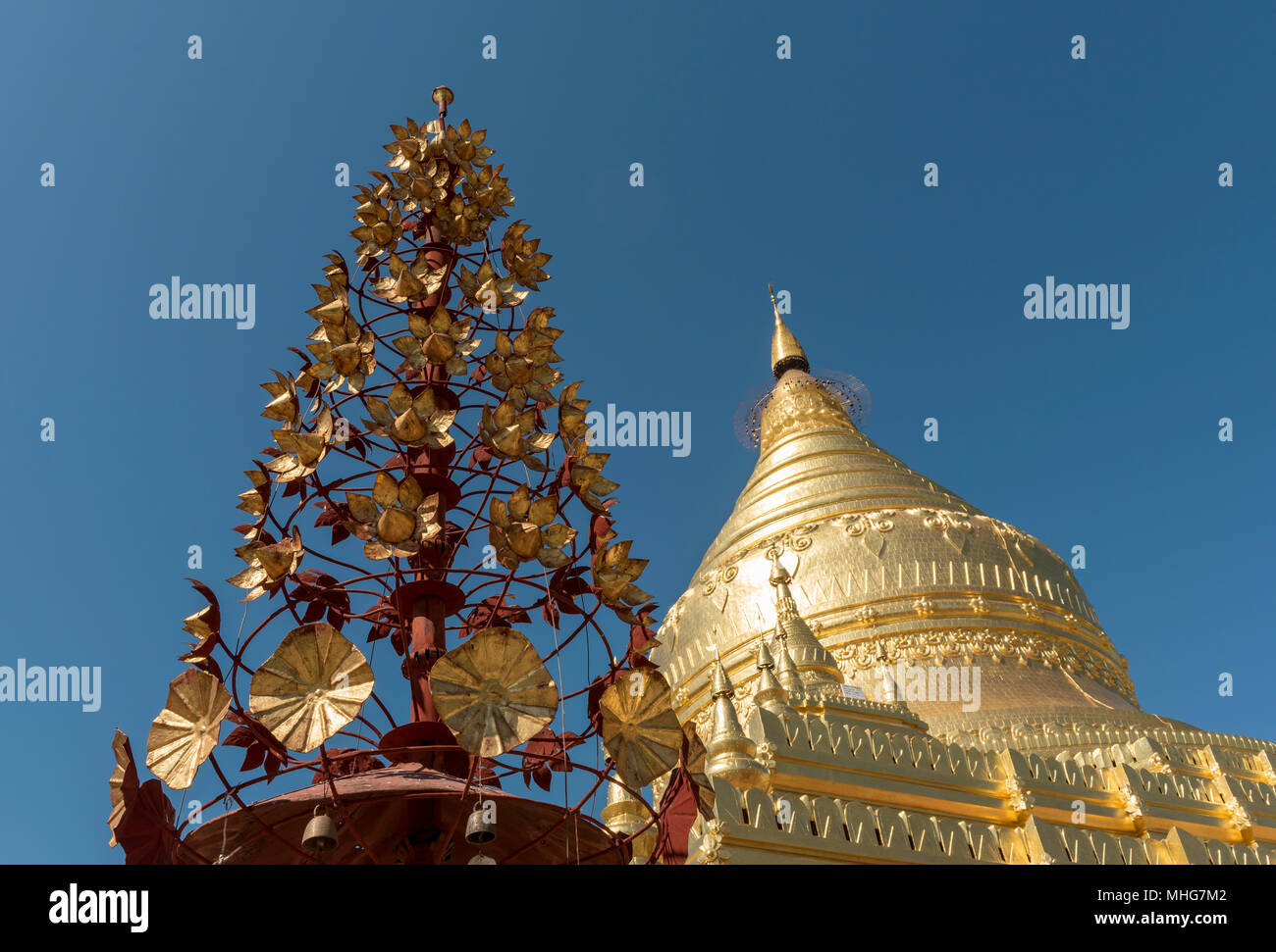 La Pagode Shwezigon, Bagan, Nyaung-U, le Myanmar (Birmanie) Banque D'Images