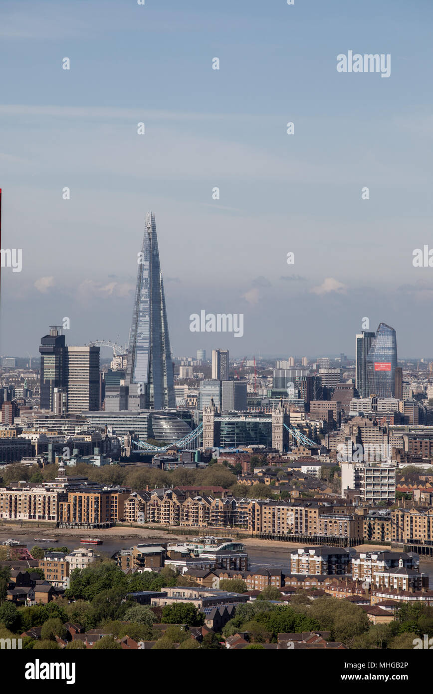 Vue de la ville de Londres à partir de l'Est Banque D'Images