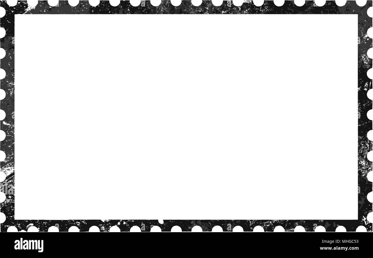 Ancienne rétro grunge style papier vierge cadre timbre-poste isolé sur fond blanc Illustration de Vecteur