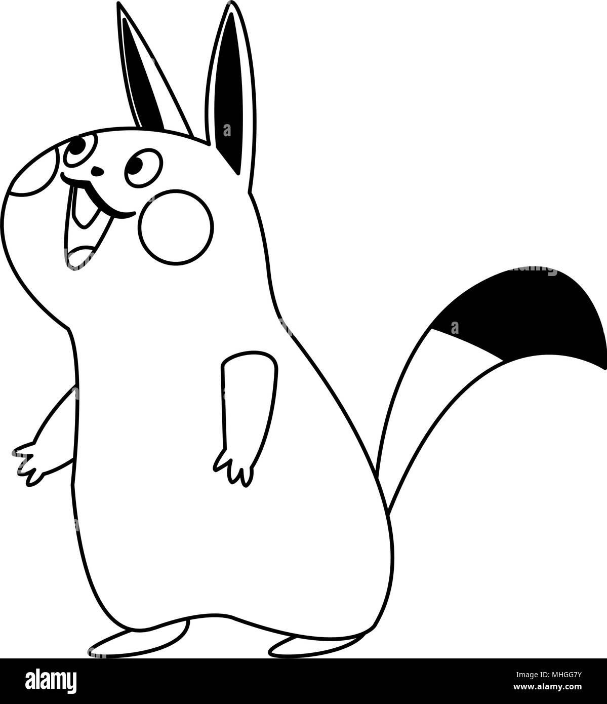 Funny cartoon animal sur les couleurs noir et blanc Illustration de Vecteur