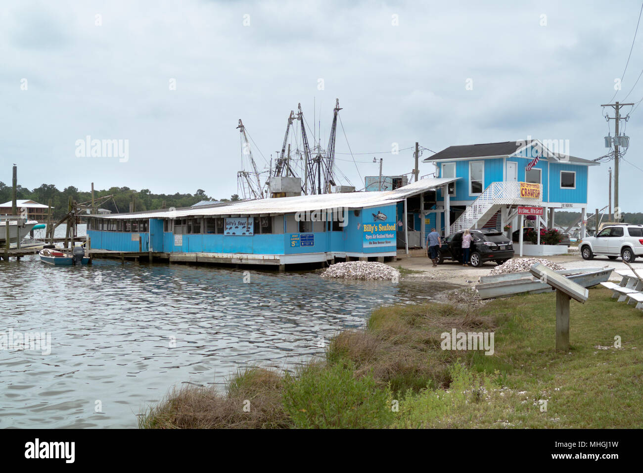 Billy's Seafood market sur la rivière de bon Secour du sud de l'Alabama. Banque D'Images