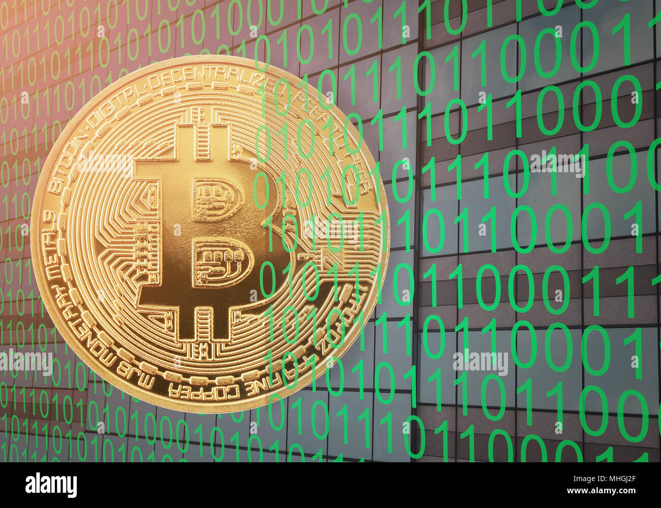 Le bitcoin or nombre binaire numérique contexte en concept de  cryptocurrency idée de design dans votre travail Photo Stock - Alamy