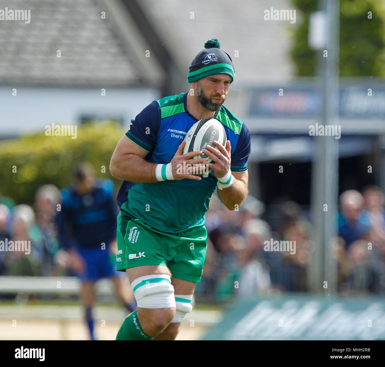 Sportsground Galway, Galway, Irlande. Apr 28, 2018. Pro14 Guinness rugby, Connacht Leinster contre Connacht ; le capitaine John Muldoon au cours de l'échauffement de son dernier match pour le Connacht Credit : Action Plus Sport/Alamy Live News Banque D'Images