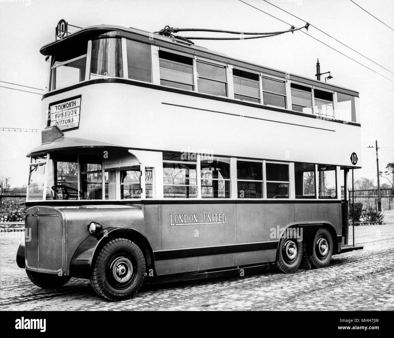 Londres Trolleybus Date inconnue. Veuillez noter qu'en raison de l'âge de l'image peut-être leurs imperfections montrant Banque D'Images