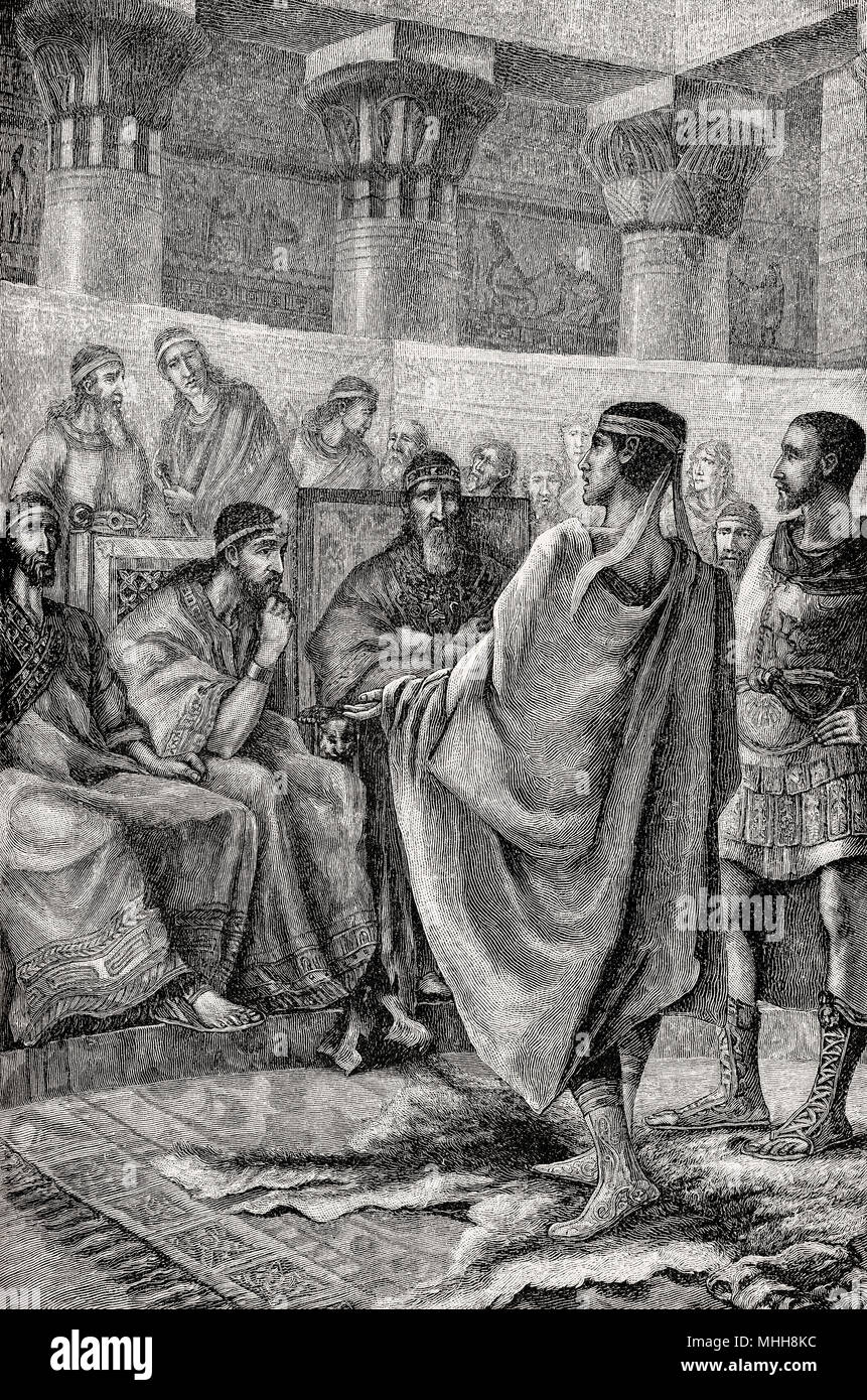 L'ambassadeur romain avant le sénat Carthaginois, 2e siècle, C.-B. Banque D'Images