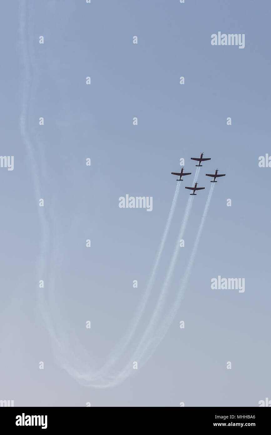 Israël, Tel Aviv - 19 Avril 2018 : Célébration du 70e jour de l'indépendance d'Israël - Yom Ha'atsmaout - airshow de de l'air israélienne - aer Banque D'Images
