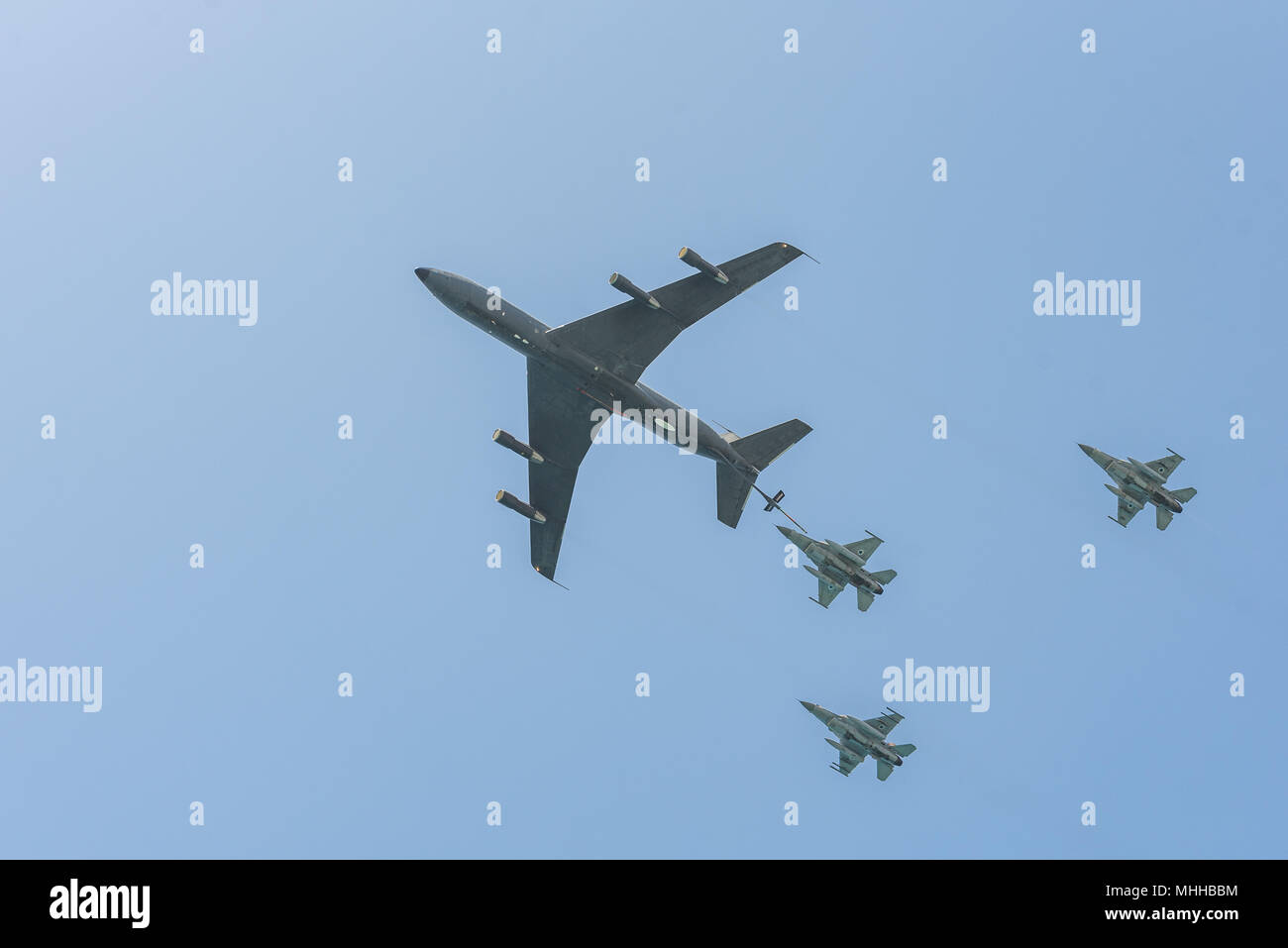 Israël, Tel Aviv - 19 Avril 2018 : Célébration du 70e jour de l'indépendance d'Israël - Yom Ha'atsmaout - airshow de de l'air israélienne - Loc Banque D'Images