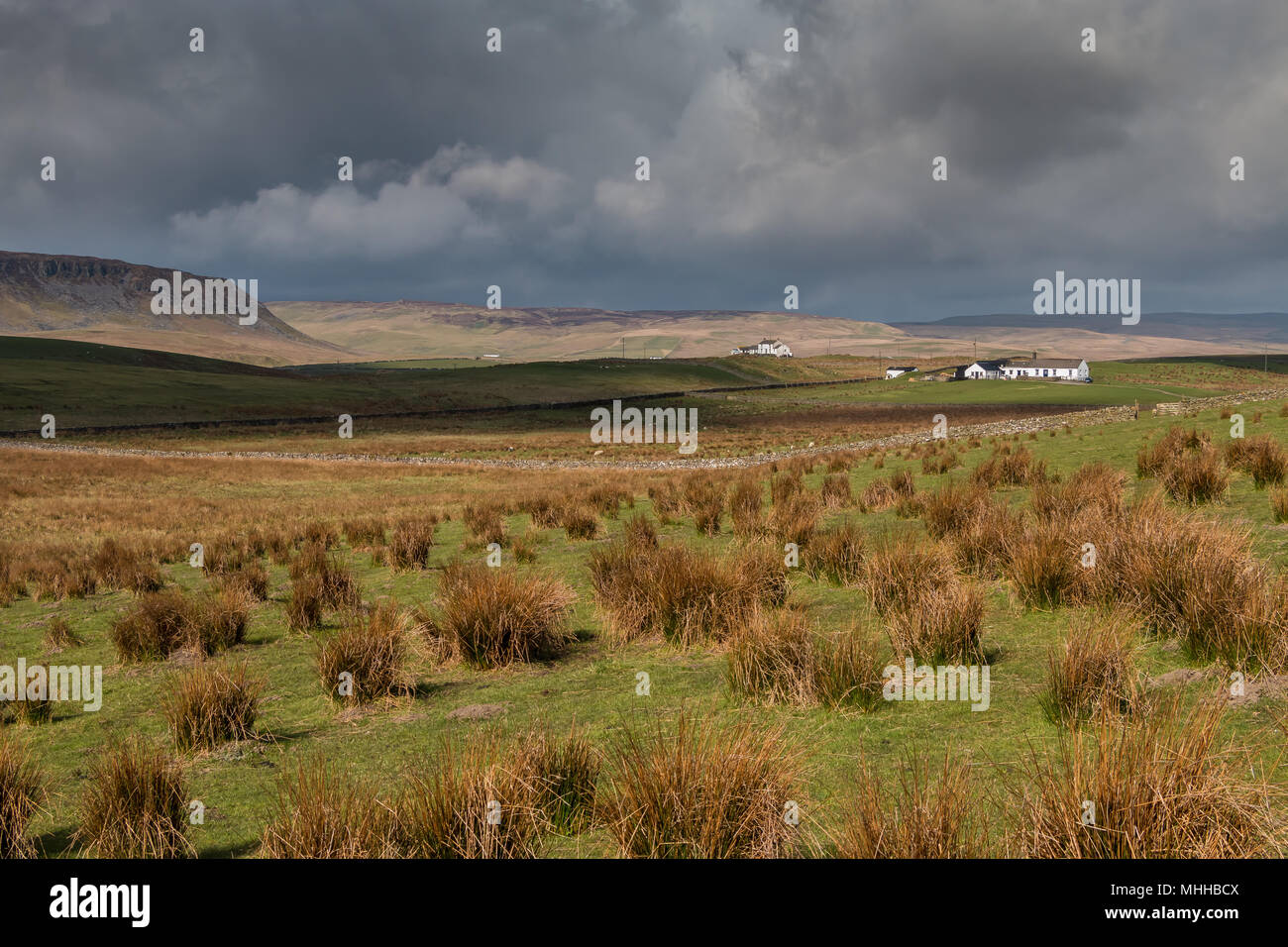 North Pennines, paysage vers Cronkley Widdybank et Scar est tombé de pendaison, Shaw, UK Teesdale Banque D'Images