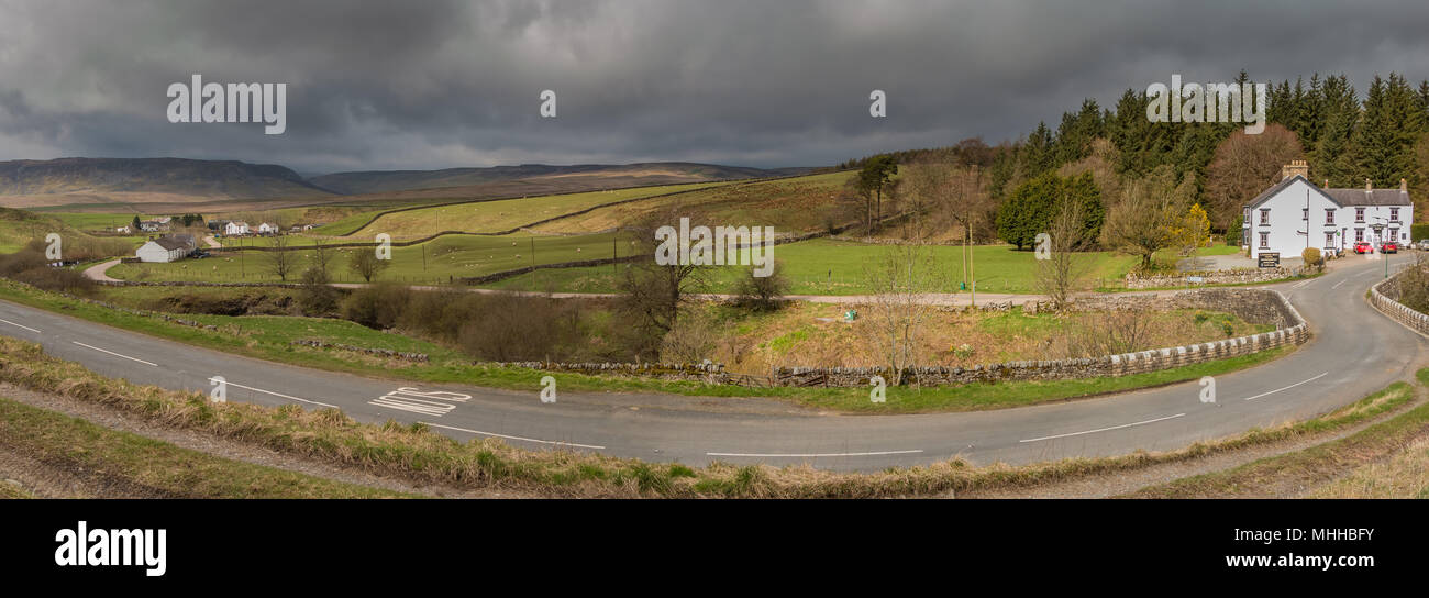 North Pennines paysage panoramique, vers Cronkley Widdybank et Scar est tombé de Langdon Beck, UK, Teesdale Banque D'Images