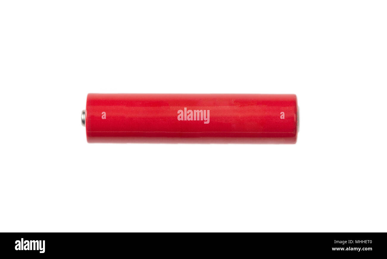 Pile alcaline blanc rouge isolé sur fond blanc Banque D'Images