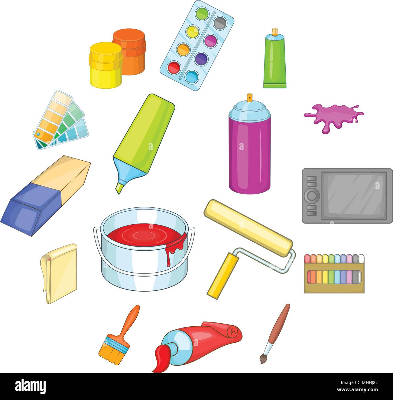 Outils de peintre, cartoon style icons set Illustration de Vecteur