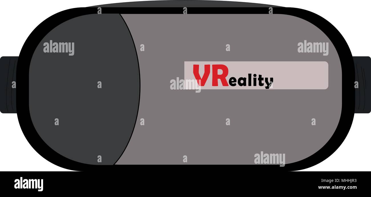 Lunettes de réalité virtuelle VR ou en noir et gris 3D pour les jeux vidéo. Vector illustration ou avec des jeux de l'idée de la réalité virtuelle. Illustration de Vecteur