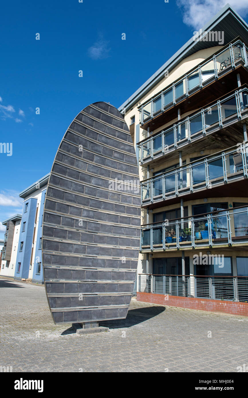 Sculpture acoustique Promenade Maritime Swansea Galles du sud Banque D'Images