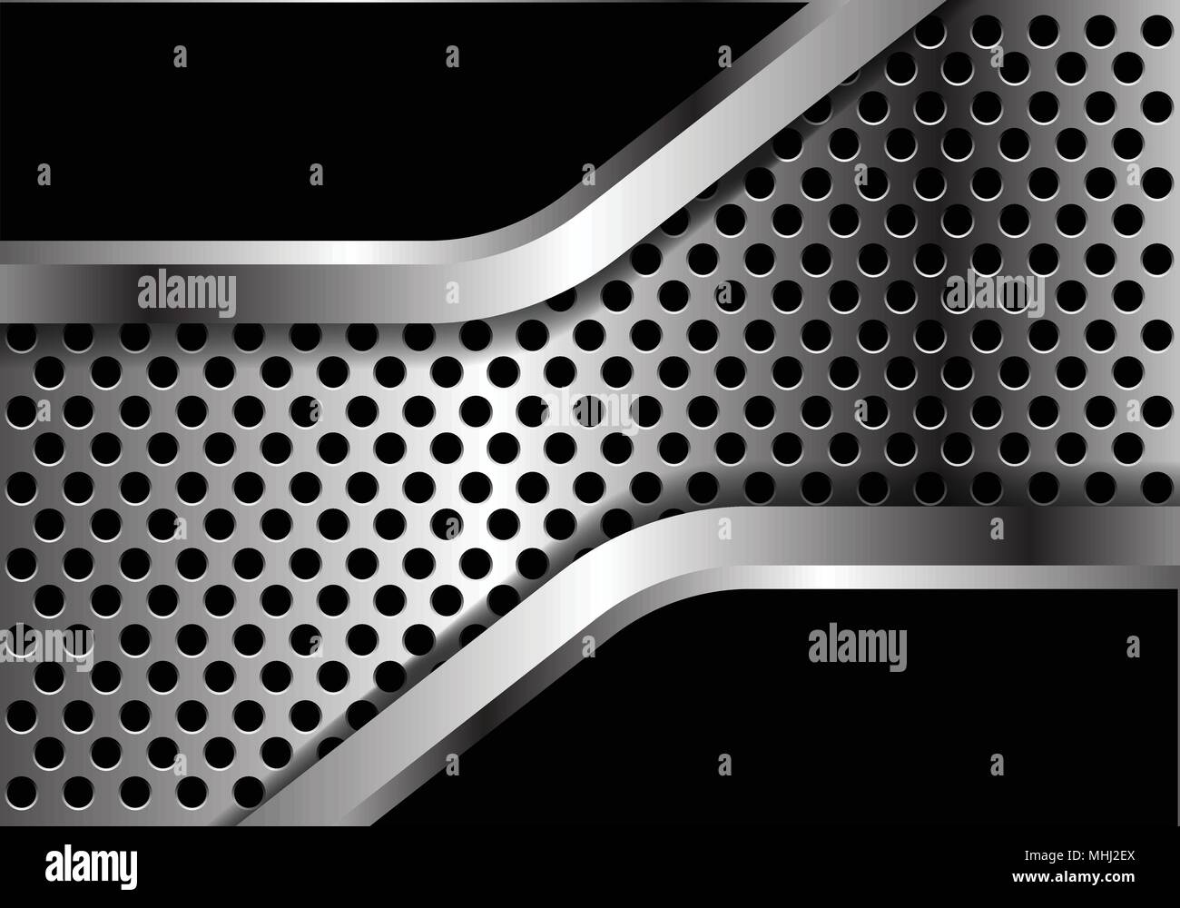 Abstract Silver black metal mesh circle se chevauchent pattern design luxe moderne futuristic background vector illustration. Illustration de Vecteur