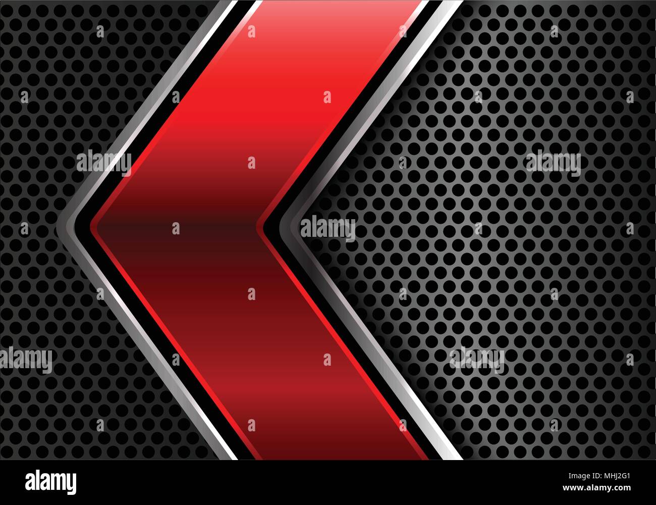 Abstract red silver line la flèche sur le cercle de métal gris moderne design maille luxe futuriste vector illustration d'arrière-plan. Illustration de Vecteur
