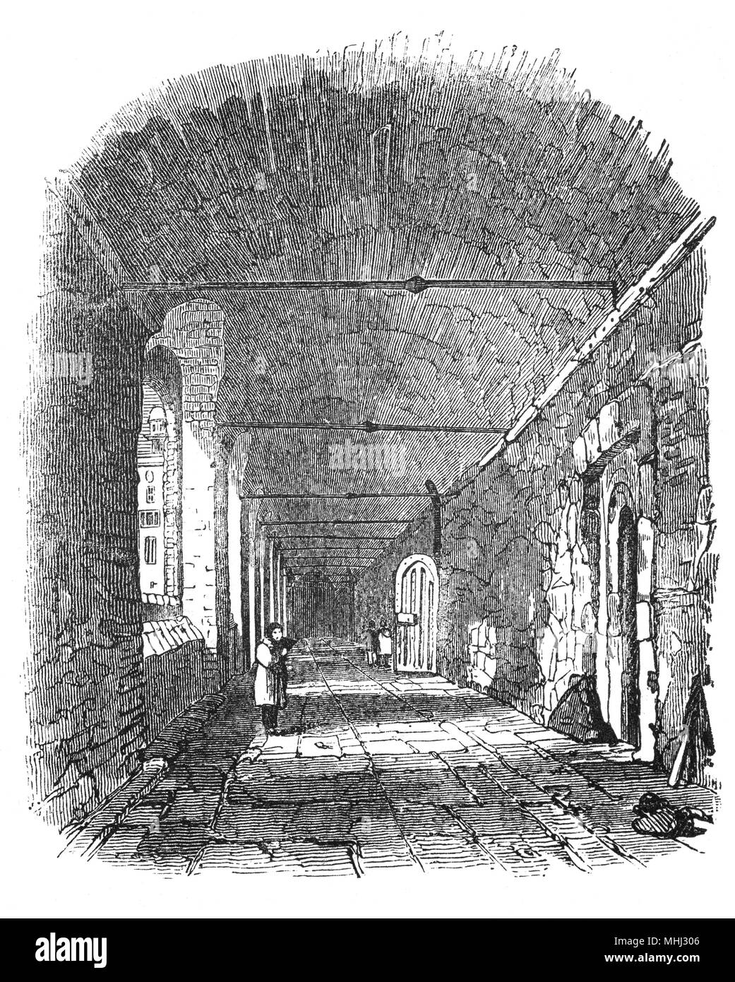 Le cloître en chartreuse, un complexe de bâtiments historiques dans la région de Smithfield, Londres, datant du 14ème siècle. Il a commencé comme un prieuré de l'ordre des Chartreux, fondé en 1371 et dissous en 1537. Des fragments importants subsistent de cette période monastique, mais le site a été en grande partie reconstruite après 1545 comme une grande randonnée de 16ème siècle. La Chartreuse a été remaniée et agrandie après 1611, lorsqu'il est devenu un hospice et école, dotée par Thomas Sutton. L'hospice (maison pour messieurs retraités) occupe encore le site aujourd'hui sous le nom de la Chartreuse. Banque D'Images