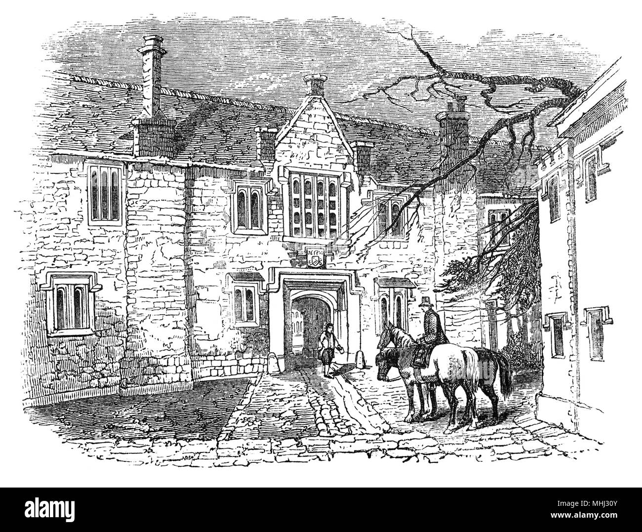 La passerelle intérieure de Chartreuse, un complexe de bâtiments historiques dans la région de Smithfield, Londres, datant du 14ème siècle. Il a commencé comme un prieuré de l'ordre des Chartreux, fondé en 1371 et dissous en 1537. Des fragments importants subsistent de cette période monastique, mais le site a été en grande partie reconstruite après 1545 comme une grande randonnée de 16ème siècle. La Chartreuse a été remaniée et agrandie après 1611, lorsqu'il est devenu un hospice et école, dotée par Thomas Sutton. L'hospice (maison pour messieurs retraités) occupe encore le site aujourd'hui sous le nom de la Chartreuse. Banque D'Images