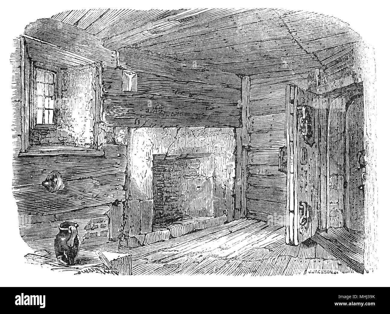 17e siècle Lollards' prison, situé sur le côté nord de Lambeth Palacee date de 1435 à 1440. Il a été construit sur le site de l'ancienne tour de Chichele, construit en 1435 et est la plus ancienne partie du palais. Le palais est construit sur la rive sud de la Tamise, Londres, Angleterre. Le bâtiment, à l'origine appelé le Manoir de Lambeth ou maison de Lambeth, a été - pour près de 800 ans - la résidence de Londres de l'archevêque de Canterbury, dont la résidence d'origine était à Canterbury, Kent. Banque D'Images