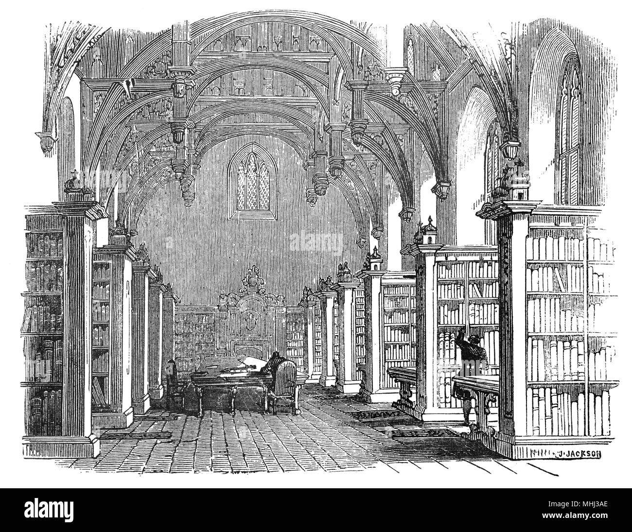 Le Grand Hall du Palais de Lambeth sur la rive sud de la Tamise, Londres, Angleterre. La salle a été complètement saccagé, y compris le matériel de construction, par les troupes de Cromwell pendant la guerre civile anglaise. Après la restauration, il a été complètement reconstruit par l'Archevêque William Juxon en 1663. Initialement appelé le Manoir de Lambeth ou maison de Lambeth pour près de 800 ans a été la résidence de Londres de l'archevêque de Canterbury, dont la résidence d'origine était à Canterbury, Kent Banque D'Images