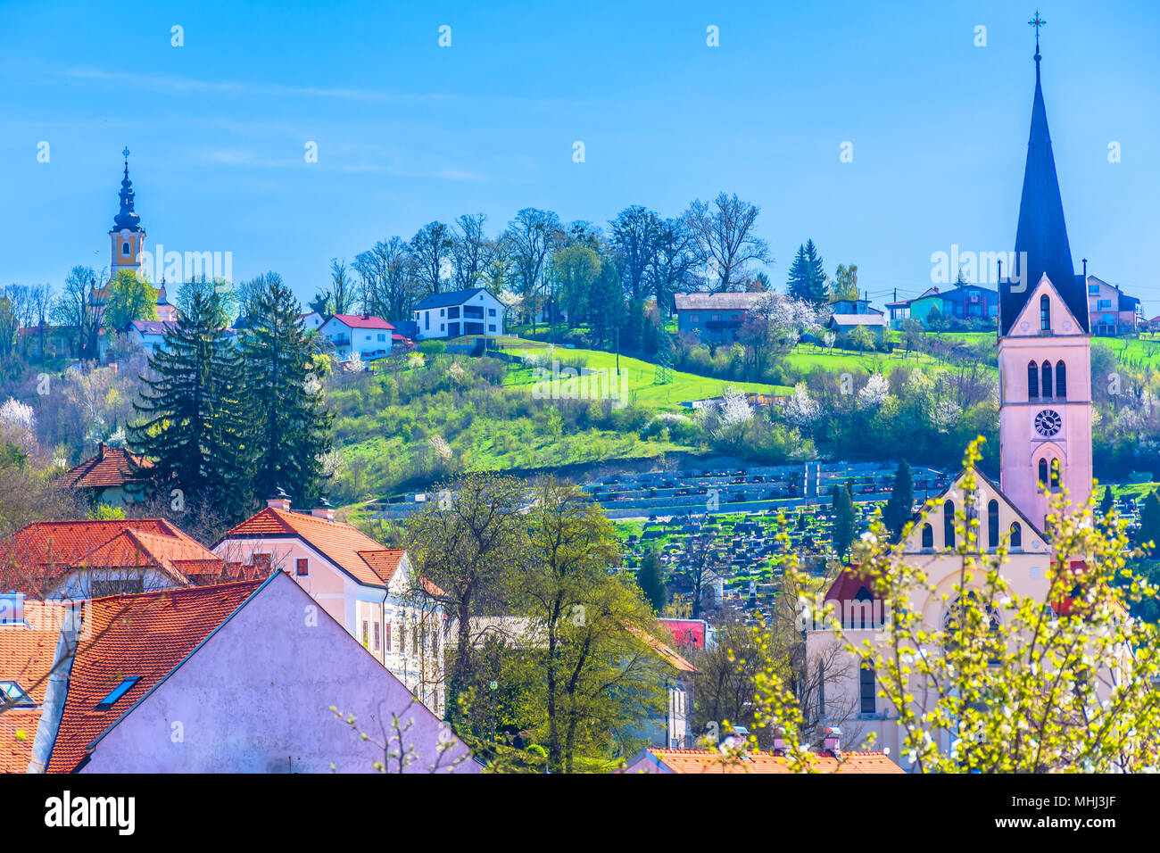 Vue panoramique sur la vieille ville de Krapina en Croatie de Hrvatsko zagorje,. Banque D'Images