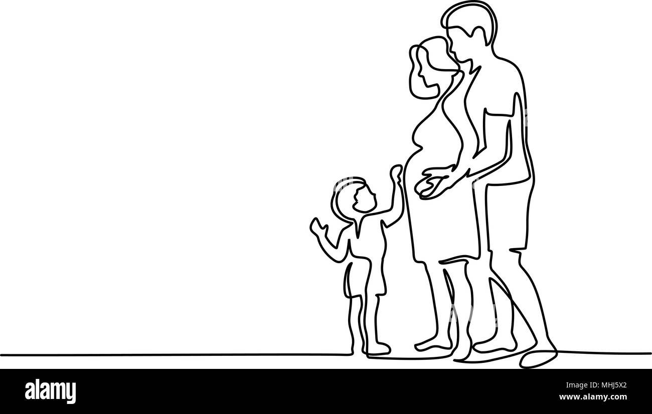 Happy pregnant woman avec mari et fils Illustration de Vecteur