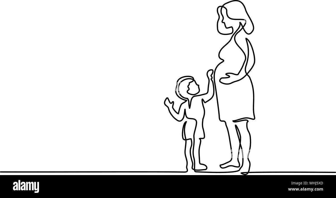 Happy pregnant woman with son Illustration de Vecteur