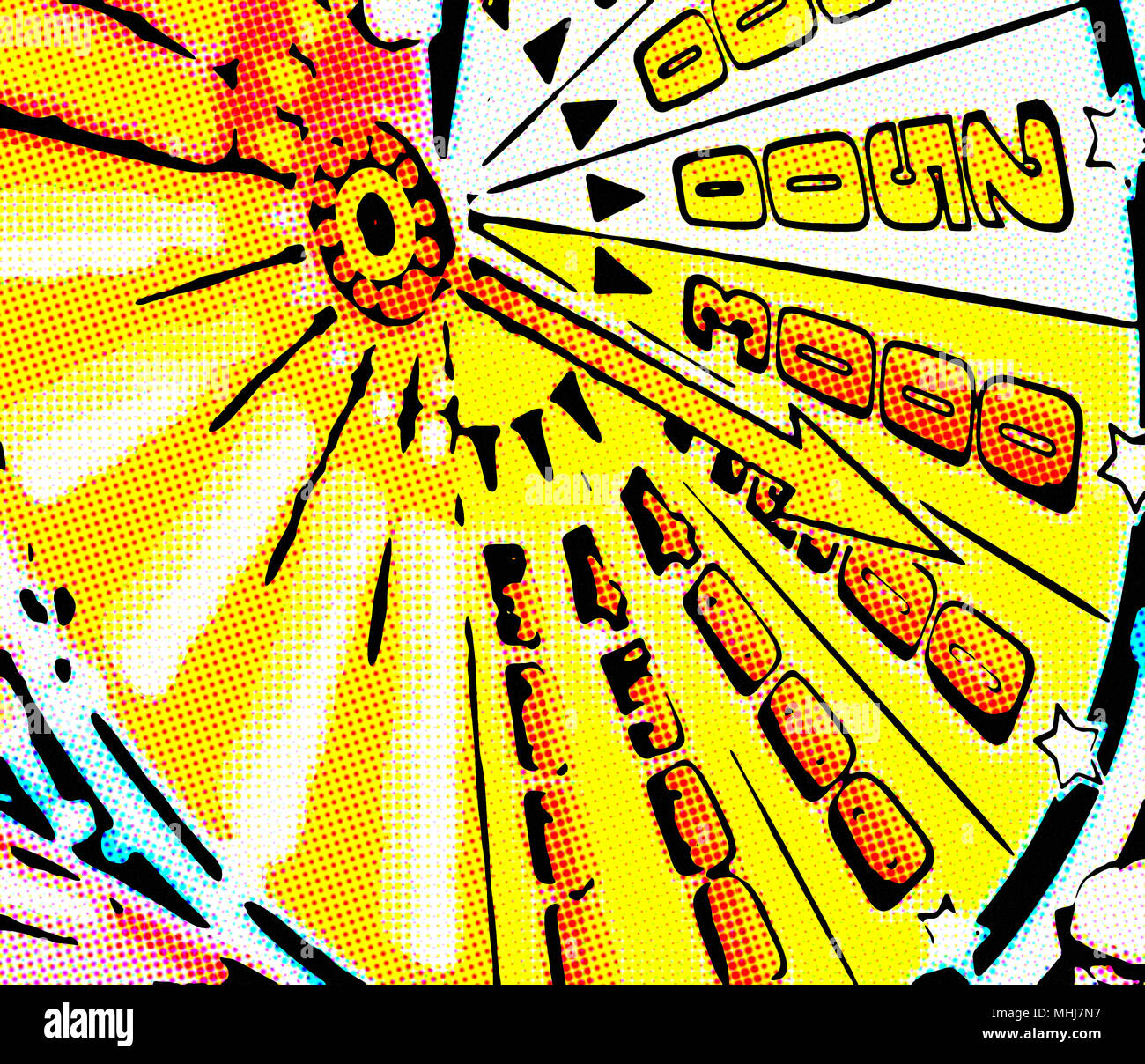 Illustration de la flèche points score disposés en rayons dans fun fair Banque D'Images