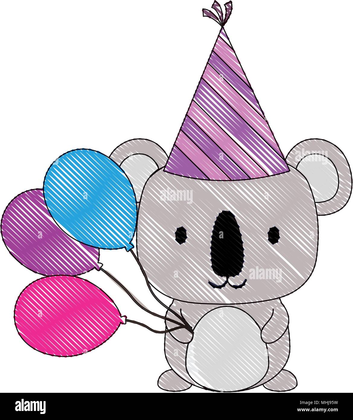 Carte D'anniversaire Joyeux Avec Animal Koala Mignon Avec Des Ballons  Colorés Sur Fond Blanc. Illustration Vectorielle Clip Art Libres De Droits,  Svg, Vecteurs Et Illustration. Image 76548766