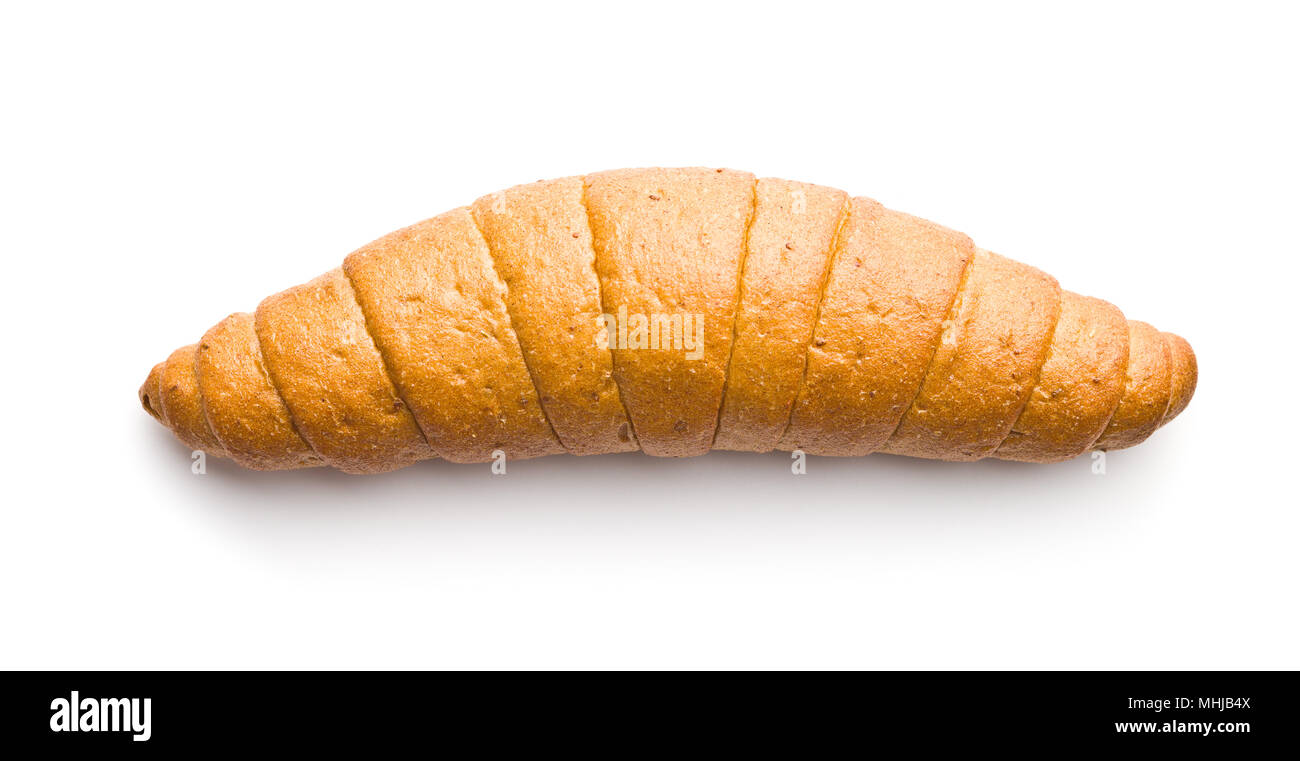 Salé pain. Croissant complet isolé sur fond blanc. Banque D'Images