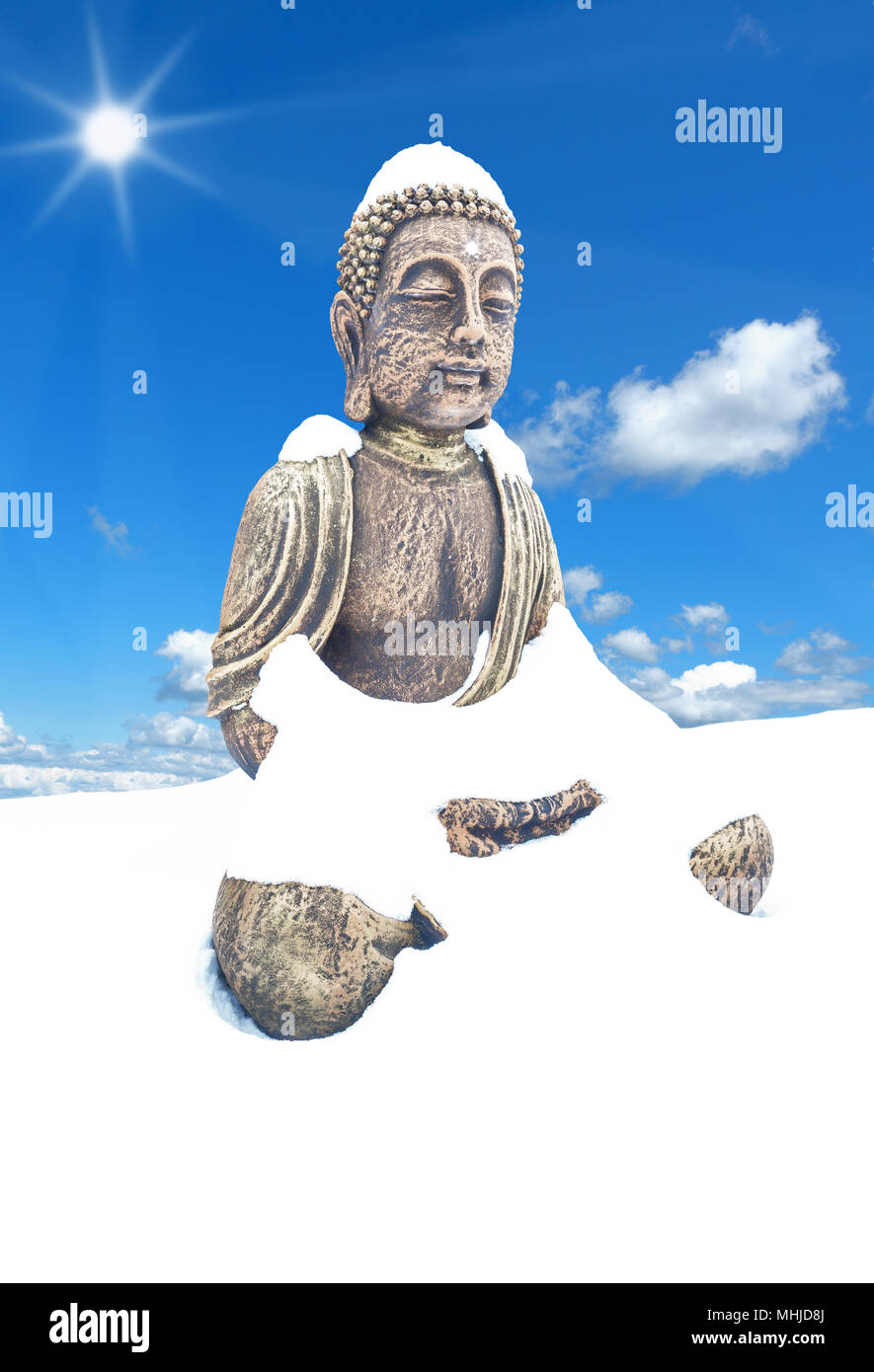 Bouddha enneigés sous le soleil Banque D'Images