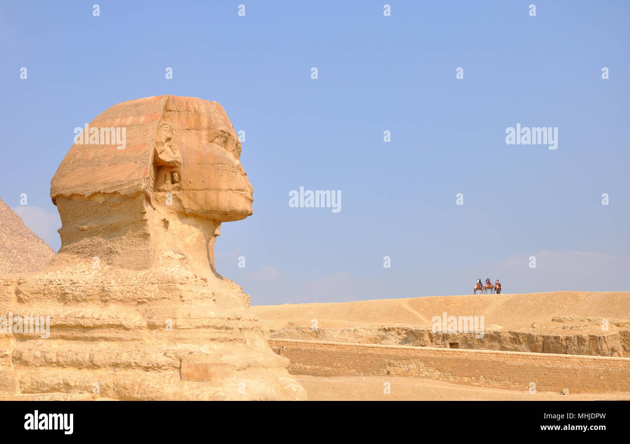 Pyramide Gizeh Egypte Profil Sphynx Banque D'Images
