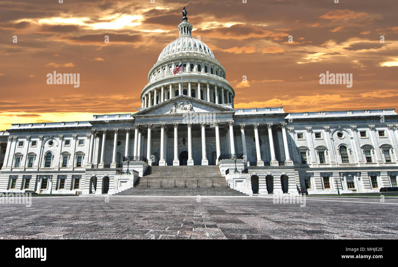 Voir Limmense Panorama Du Capitole De Washington Coucher De - 