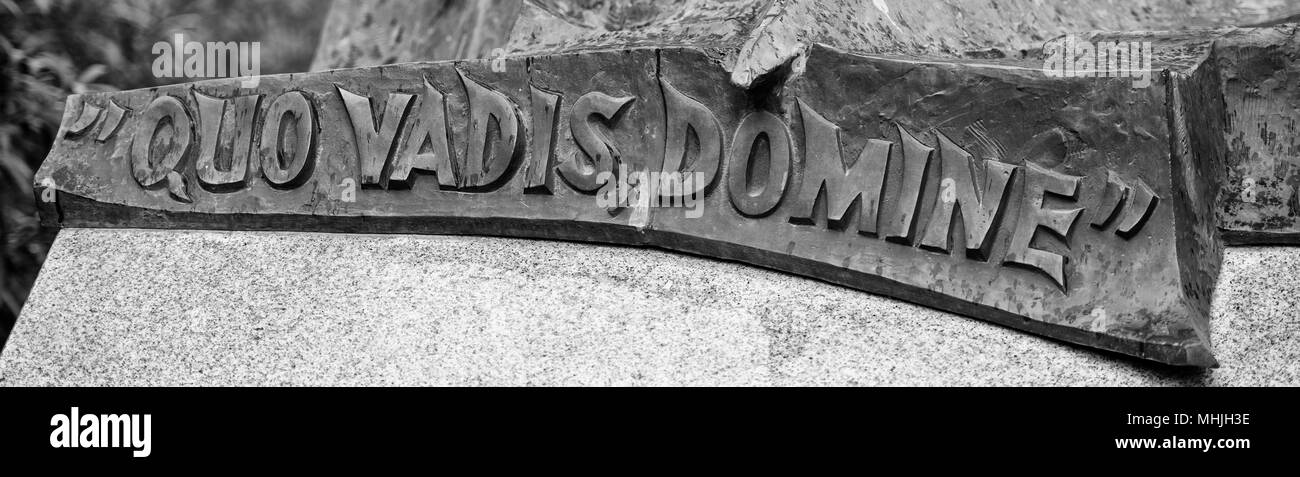 Quo vadis domine l'inscription sur le cuivre en noir et blanc Banque D'Images