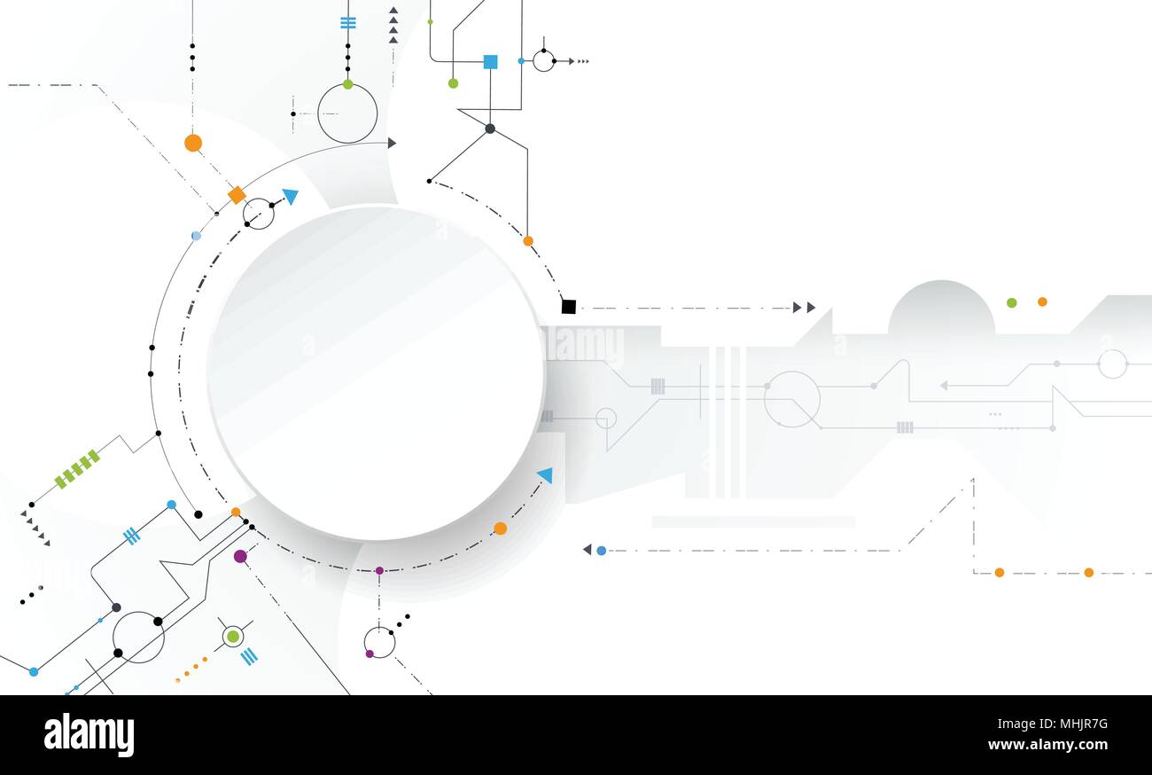 Vector illustration abstract futuristic, du circuit imprimé sur fond gris clair, moderne hi-tech la technologie numérique concept. Blank white 3d circ Illustration de Vecteur