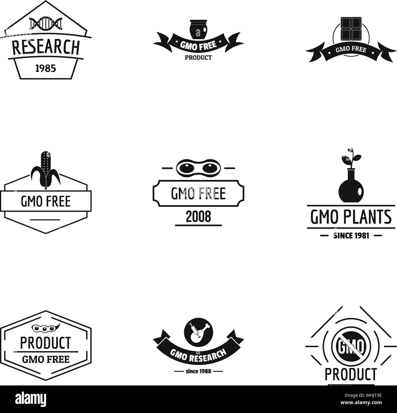 Logo sans OGM, le style simple set Illustration de Vecteur