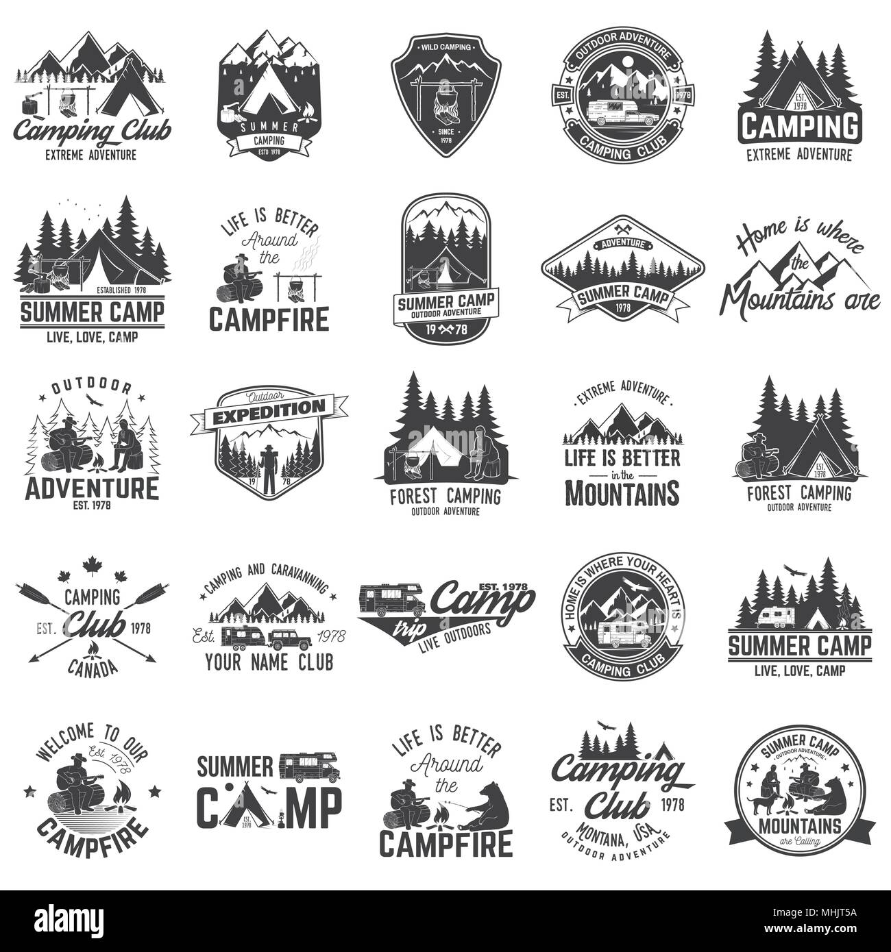 Camp d'été. Vector illustration. Concept pour chemise ou d'un logo, d'impression, de timbres ou de pièce en t. Illustration de Vecteur