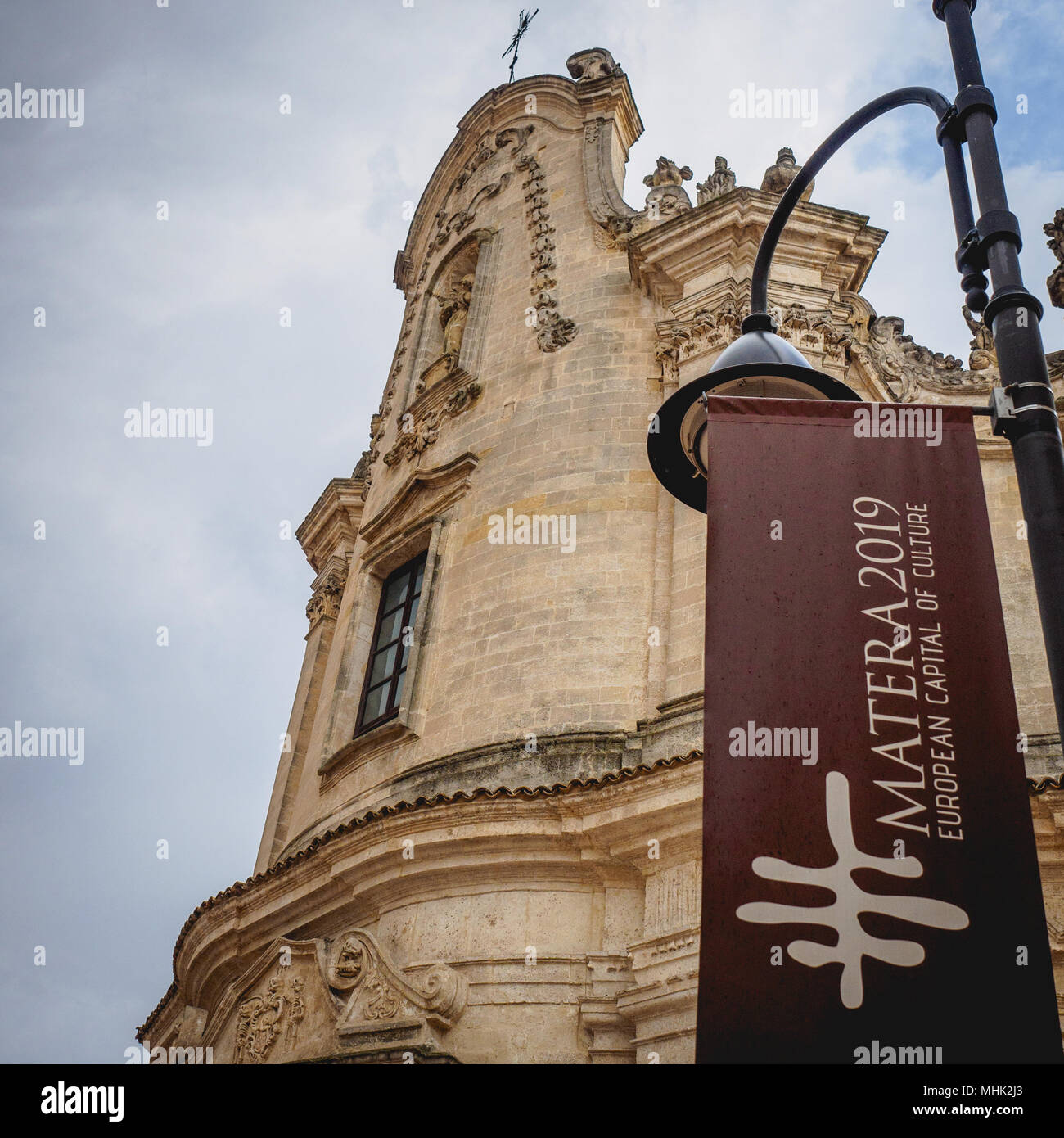 Matera (Italie), septembre 2017. Façade extérieure du Baroque Chiesa del Purgatorio (église du Purgatoire). Format carré. Banque D'Images