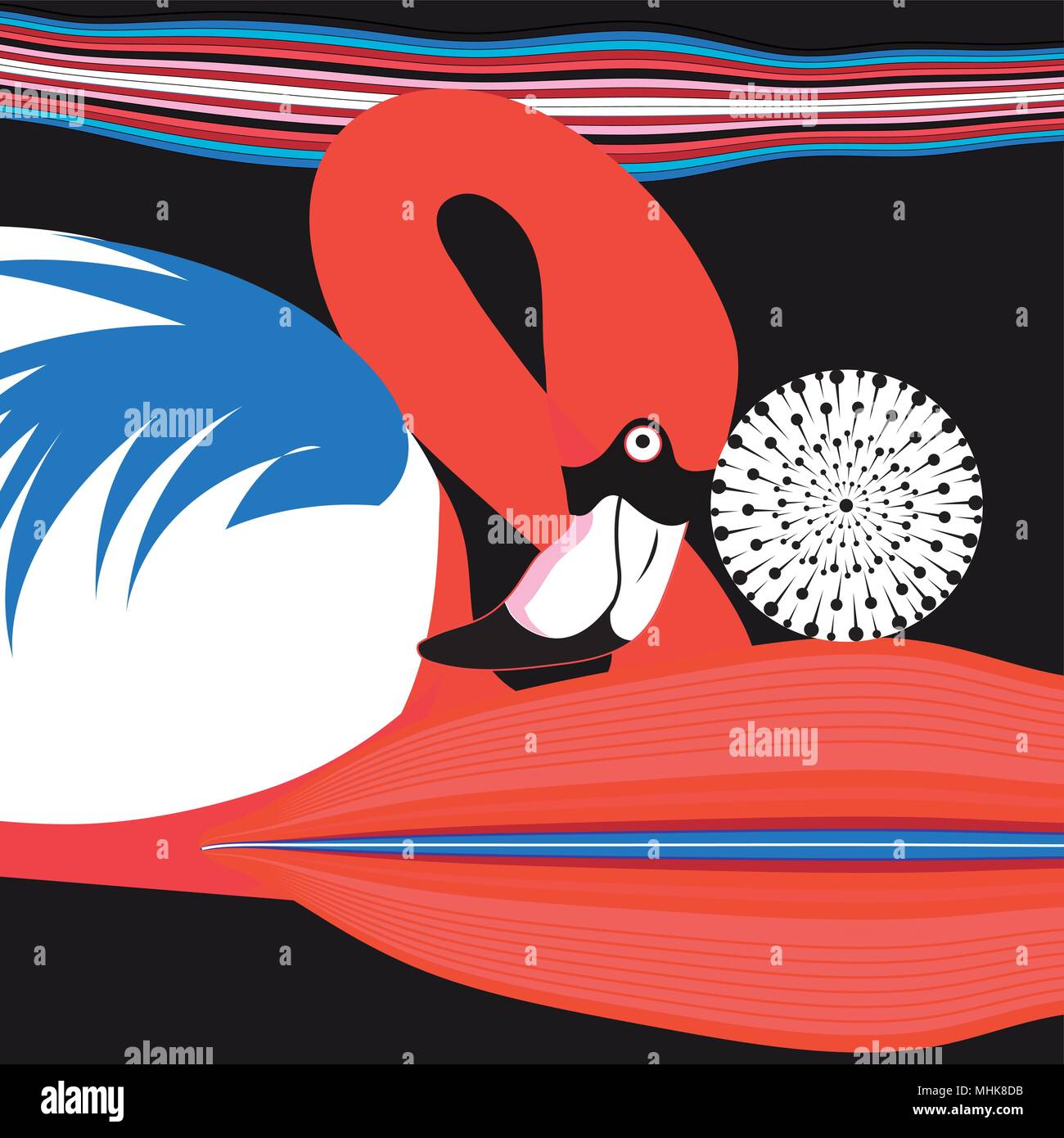 Belle affiche des graphiques Flamingo rouge Illustration de Vecteur