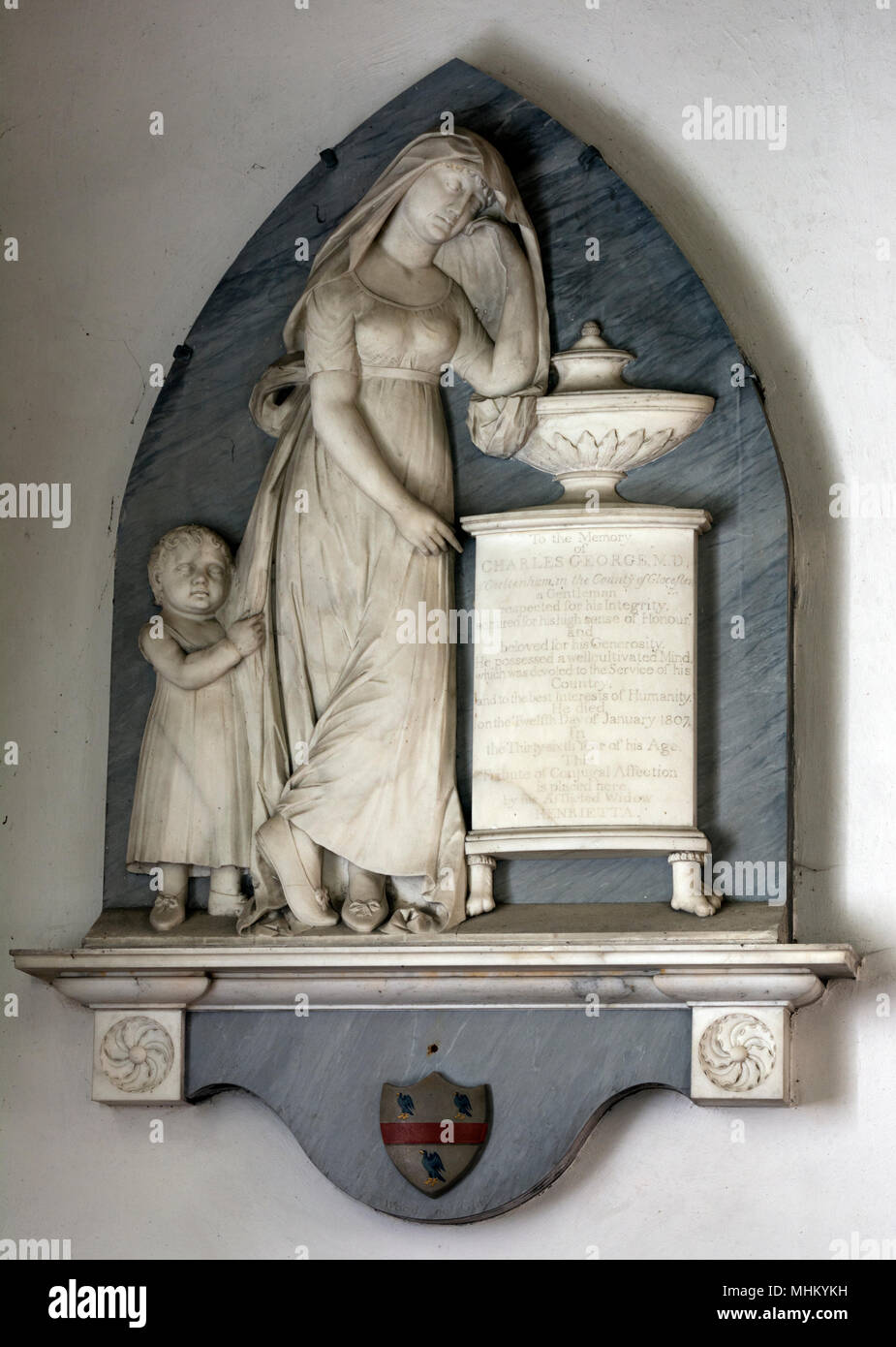 Monument à Charles George MD, Eglise St Peter, Rodmarton, Gloucestershire, England, UK Banque D'Images